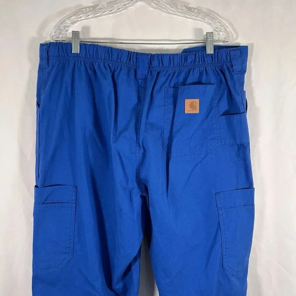 Carhartt Scrub Pants Women XL Tall Blue Stretchy Pockets Button Zip Cotton Blend - Picture 9 of 11